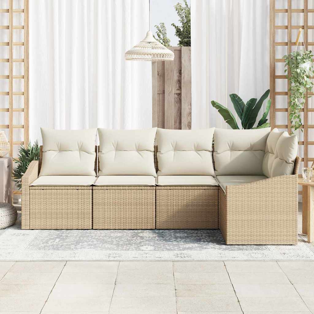 Garten Essgruppe mit Kissen mit Speicher 5 pcs Beige und Creme
